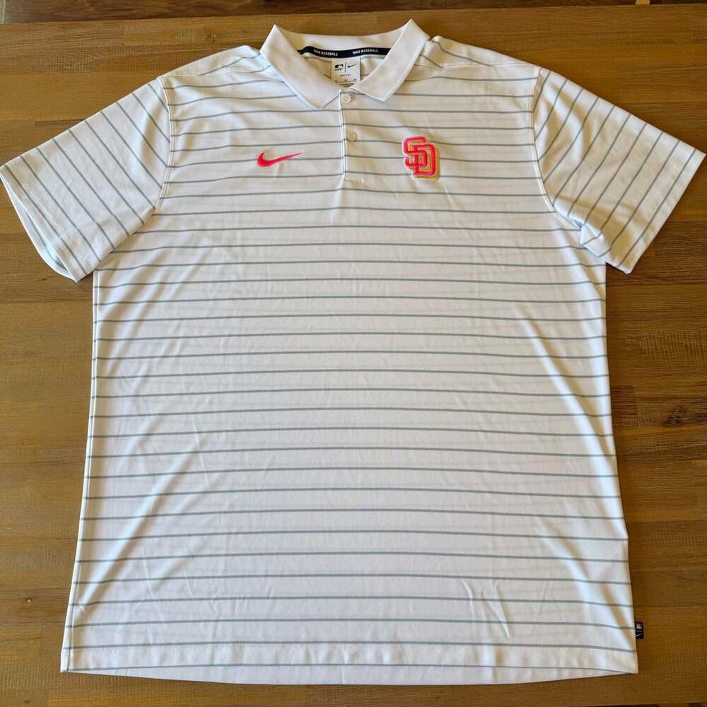 San Diego Padres Men's Nike City Connect Striped White Polo XL